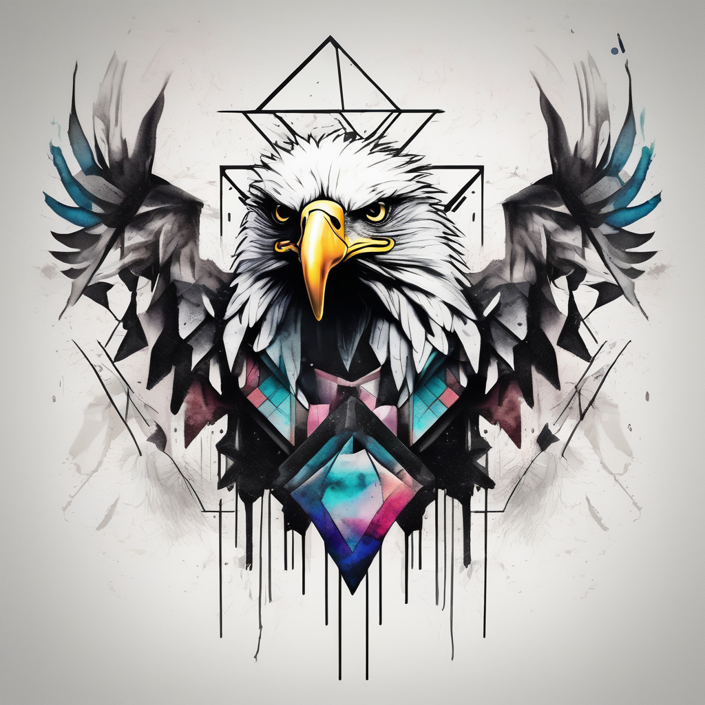 eagle, geometric, subtle, men, forearm mens-behind-the-ear, diseño de tatuaje Acuarela generado con IA