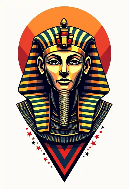 Micro realism. Pharoah statue – Géométrique, Couleurs vives