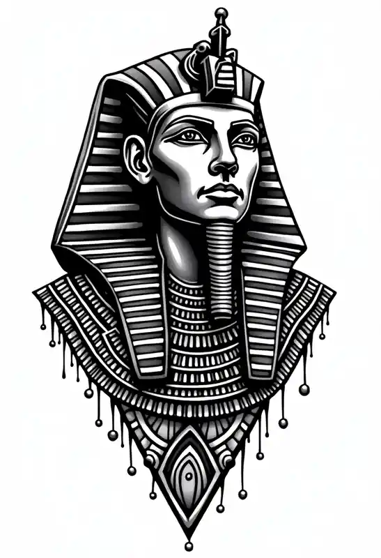 Micro realism. Pharoah statue – Blackwork, Noir et blanc