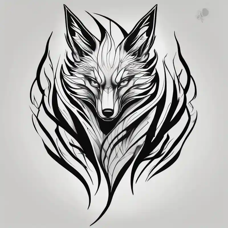 male nine tail fox – Noir et blanc, Noir et blanc