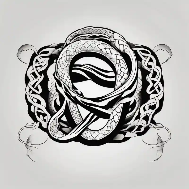 japanese style Snake Tattoo Designs and Meanings about Ring neck snake forming an infinity symbol neck-male and Ring neck snake forming an infinity symbol neck-male