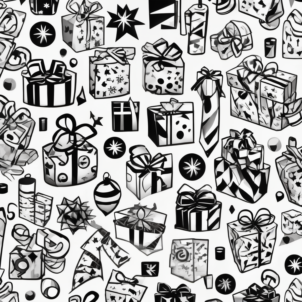 CHRISTMAS GIFT WRAP PAPERS nightmare-before-christmas, design de tatouage Cartoon généré par IA