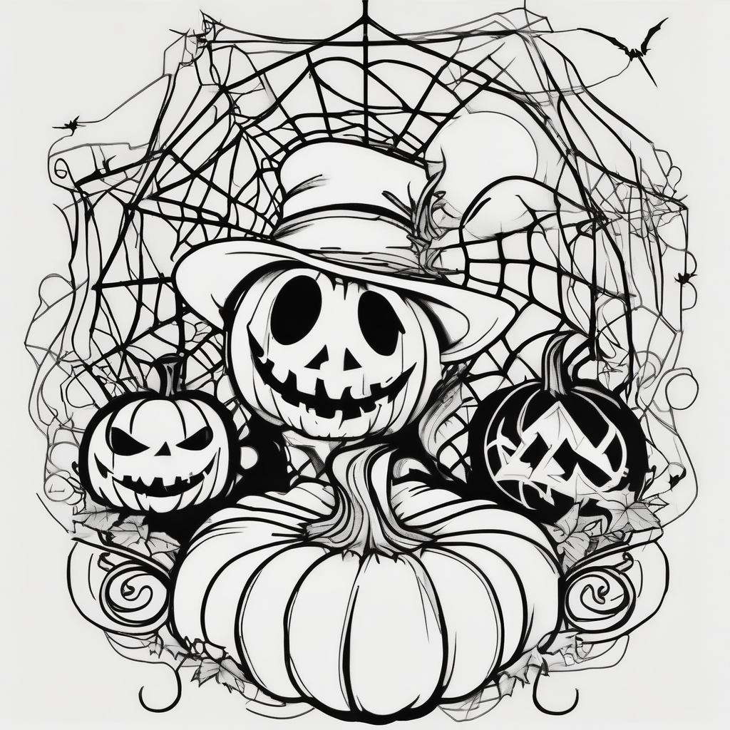 Spooky, Halloween, pumpkin, spiderwebs, Freddy, ghost face, nightmare before Christmas, hocus pocus, Addams family, practical magic nightmare-before-christmas, diseño de tatuaje Surrealista generado con IA