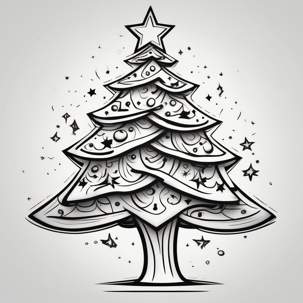 Twinkling Christmas Tree nightmare-before-christmas(AIが生成したカートゥーンスタイルのタトゥーデザイン)
