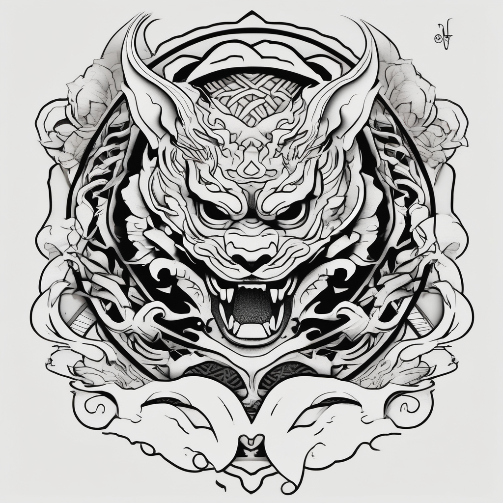 Sibling sketch matching of-siblings, AI-generated Japanese tattoo design