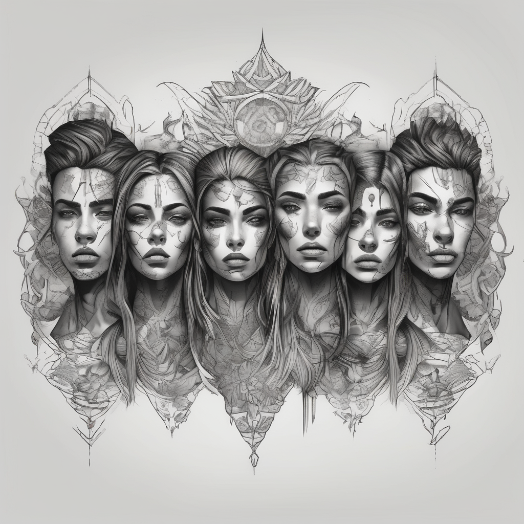 Take me to the lakes with my 6 siblings of-siblings, AI-generated Realistic tattoo design