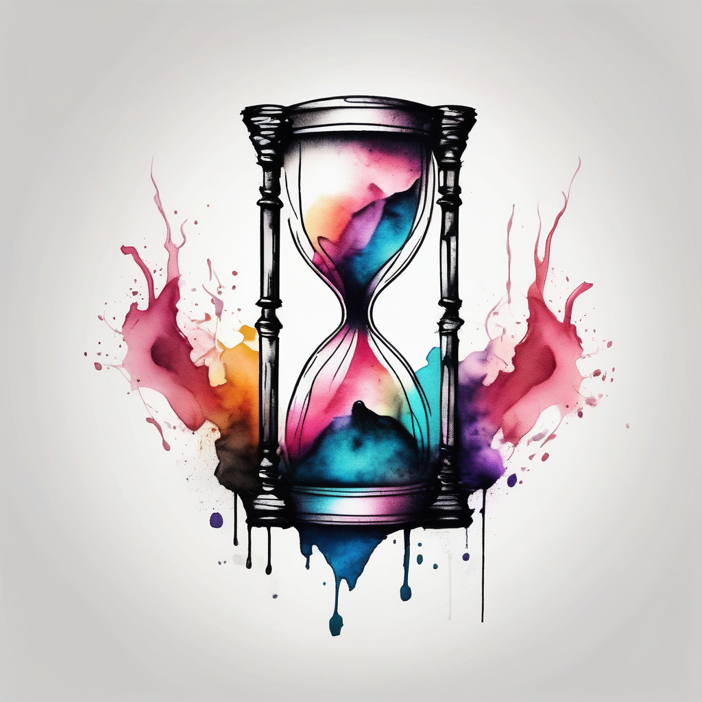 hourglass tattoo for siblings minimalist of-siblings, AI-generated Watercolor tattoo design
