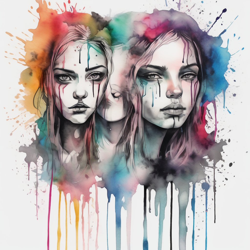 Siblings of-siblings, AI-generated Watercolor tattoo design
