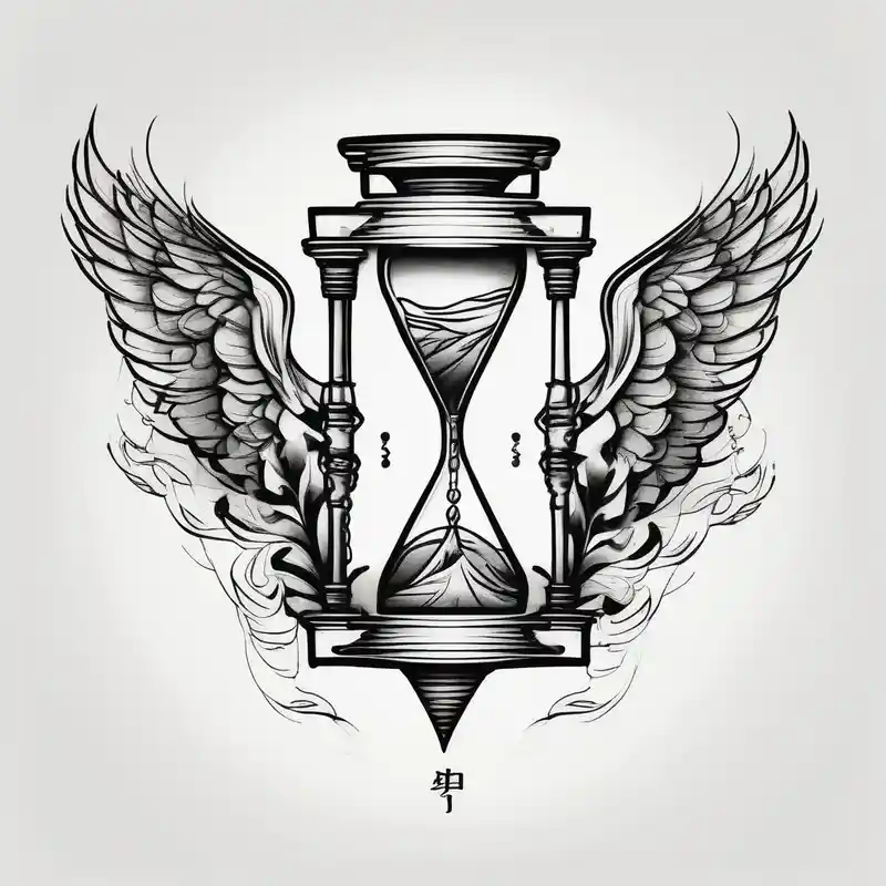 sibling tattoo minimalist featuring an hourglass with wings of-siblings