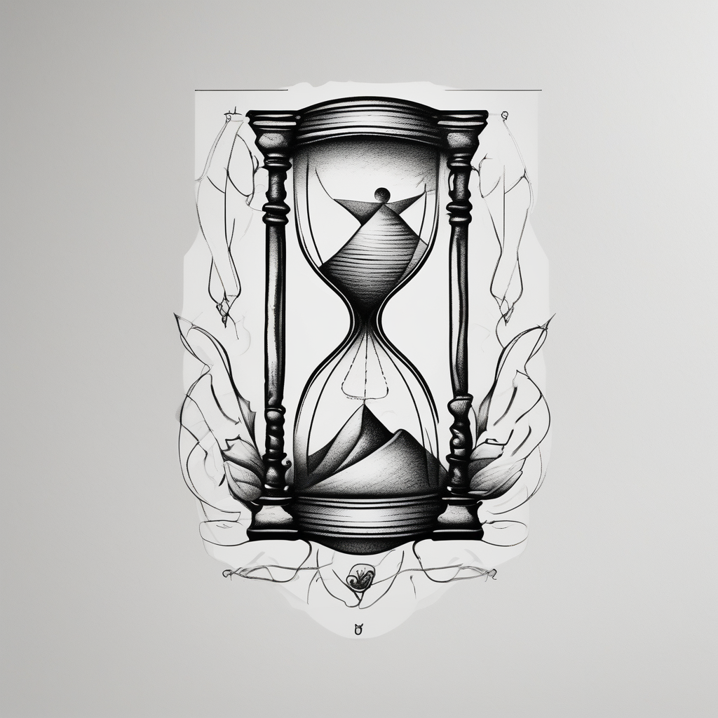 hourglass tattoo for siblings minimalist of-siblings, AI-generated Surreal tattoo design