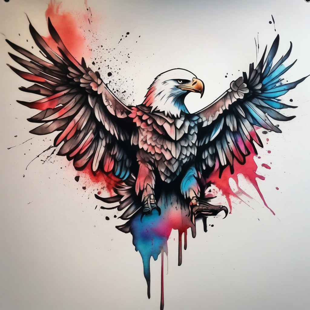 forearm tattoo eagle just one wing outer-forearm-for-men, AI-generated Watercolor tattoo design