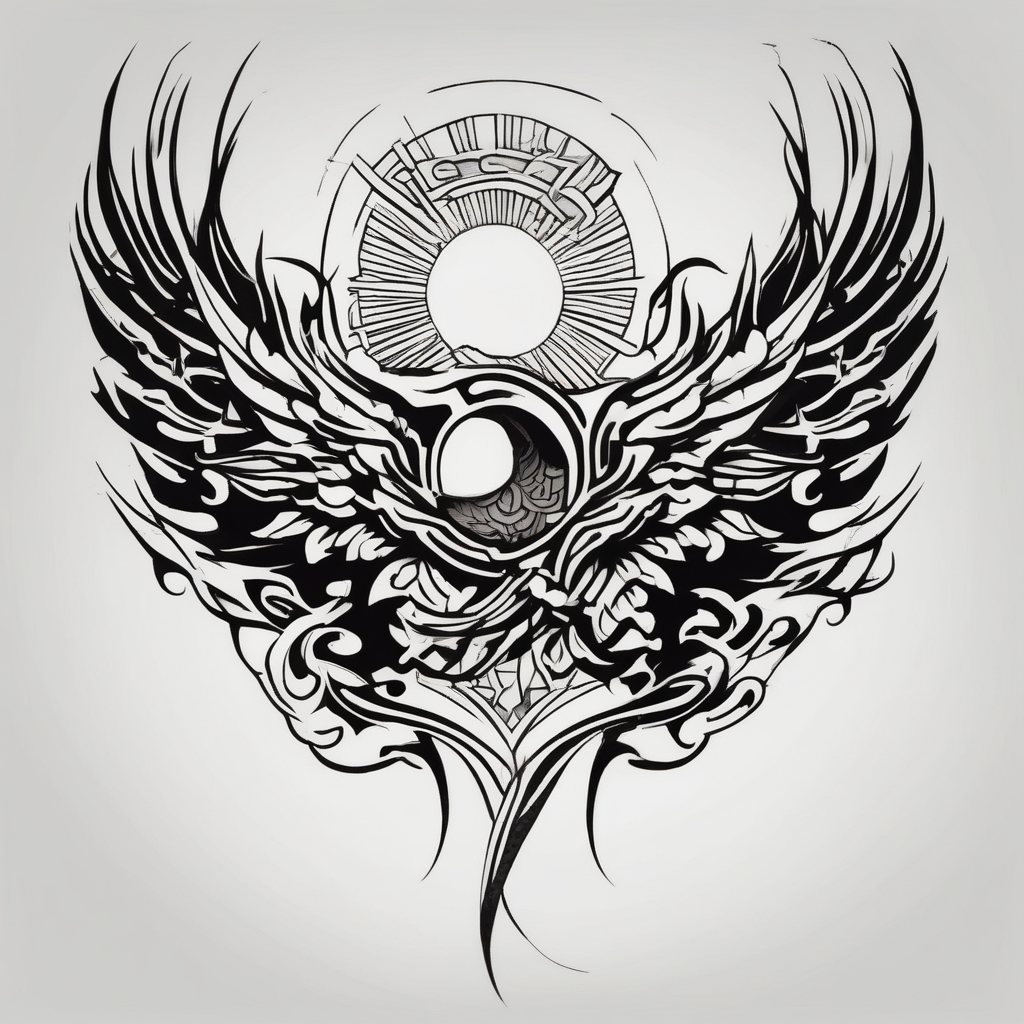 forearm tattoo tribal wing outer-forearm-for-men(AIが生成した和彫りスタイルのタトゥーデザイン)