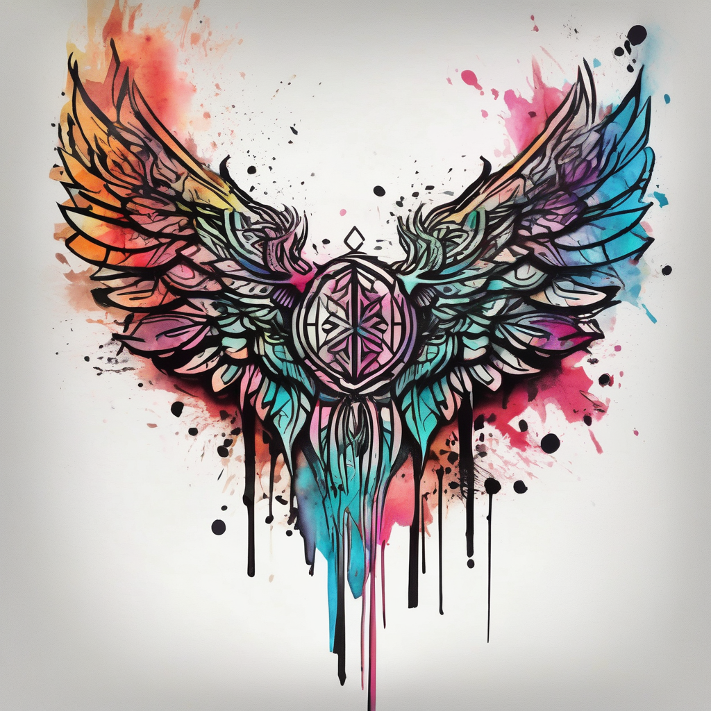 forearm tattoo tribal wing outer-forearm-for-men(AIが生成した水彩スタイルのタトゥーデザイン)