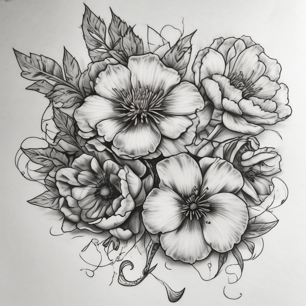 Man’s forearm tattoo with September birth flowers and the verse Ephesians 5:25 outer-forearm-for-men(AIが生成したリアリズムスタイルのタトゥーデザイン)