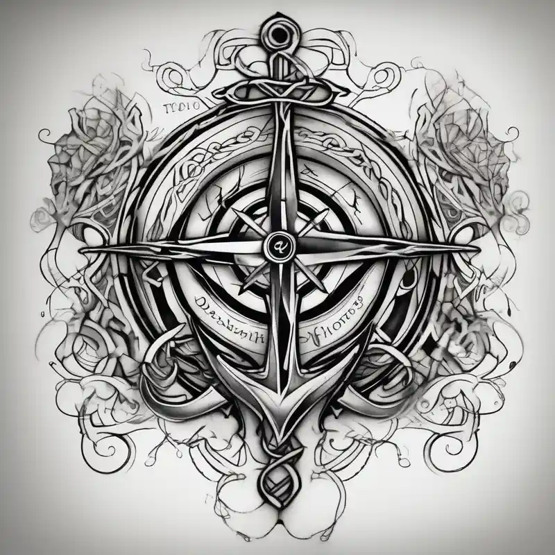 Celtic, forearm, half sleeve, anchor, compass – シュルレアリスム, カラフル