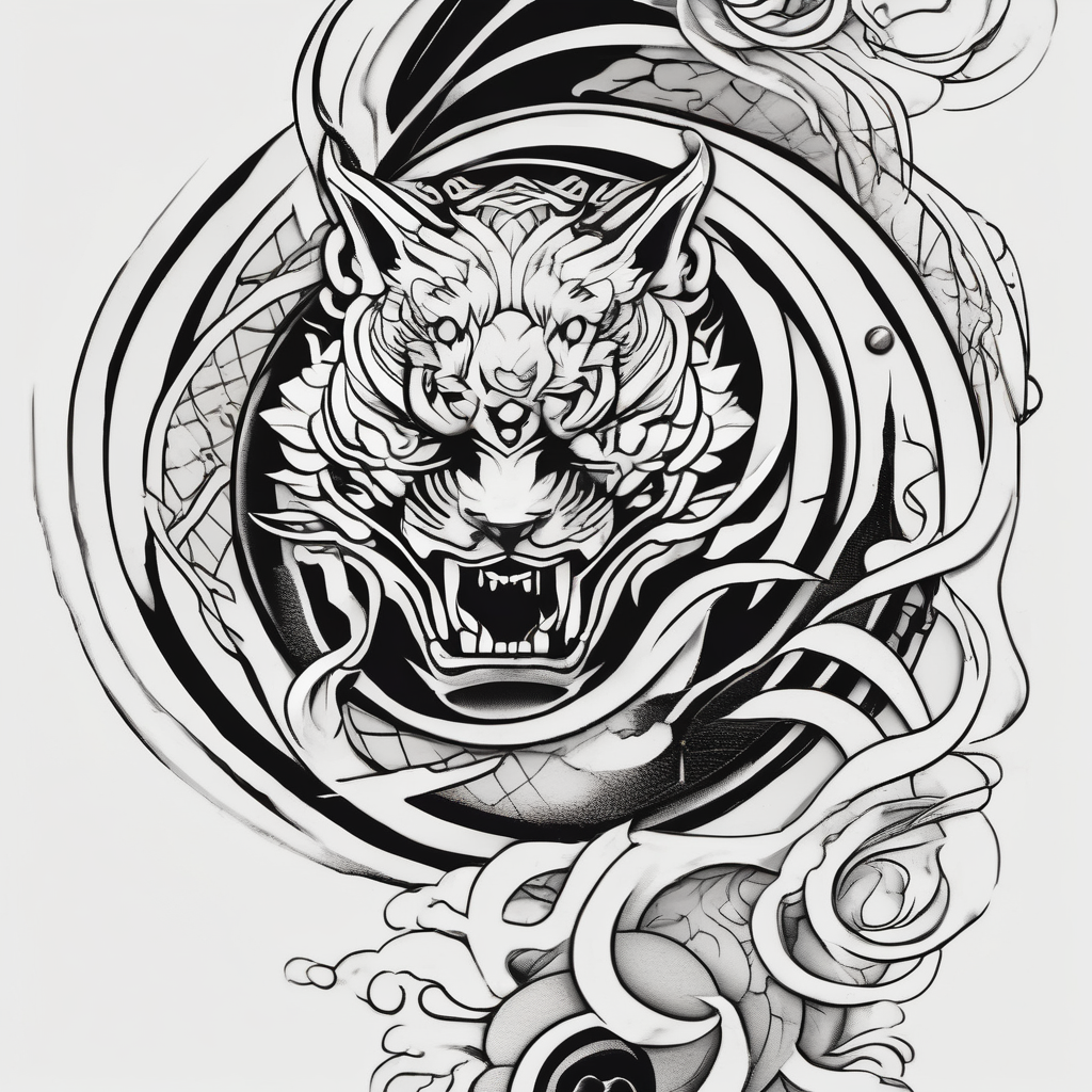 thin tattoo that cirlces the arm and forearm outer-forearm-for-men, design de tatouage Japonais généré par IA