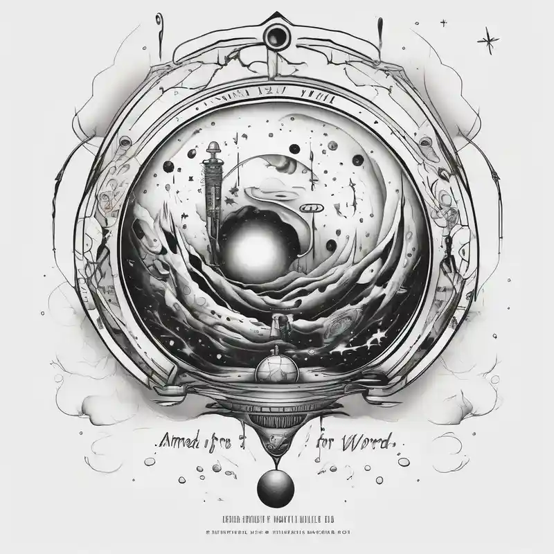 Outer space themed tattoo incorporating the quote, "Made for another world"