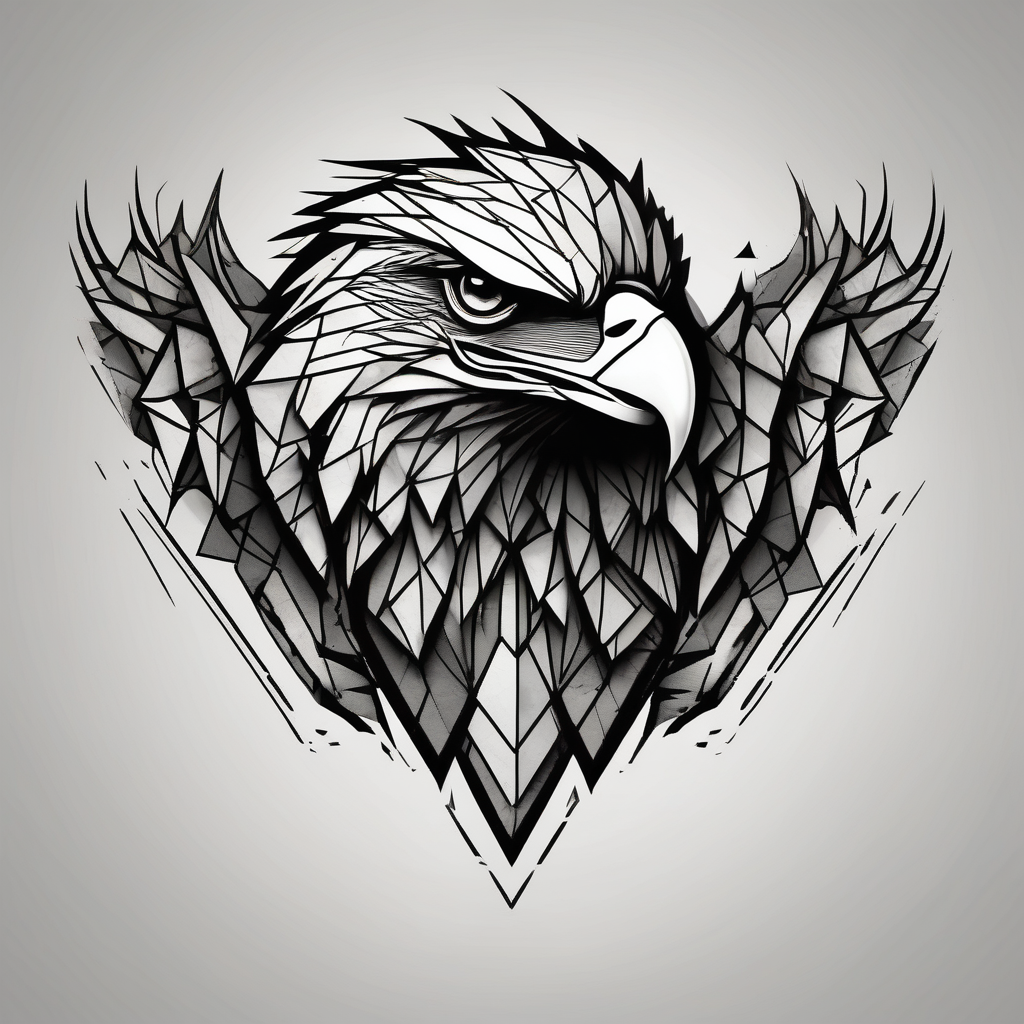 eagle, geometric, subtle, men, forearm outer-forearm-for-men, AI-generated Black and White tattoo design