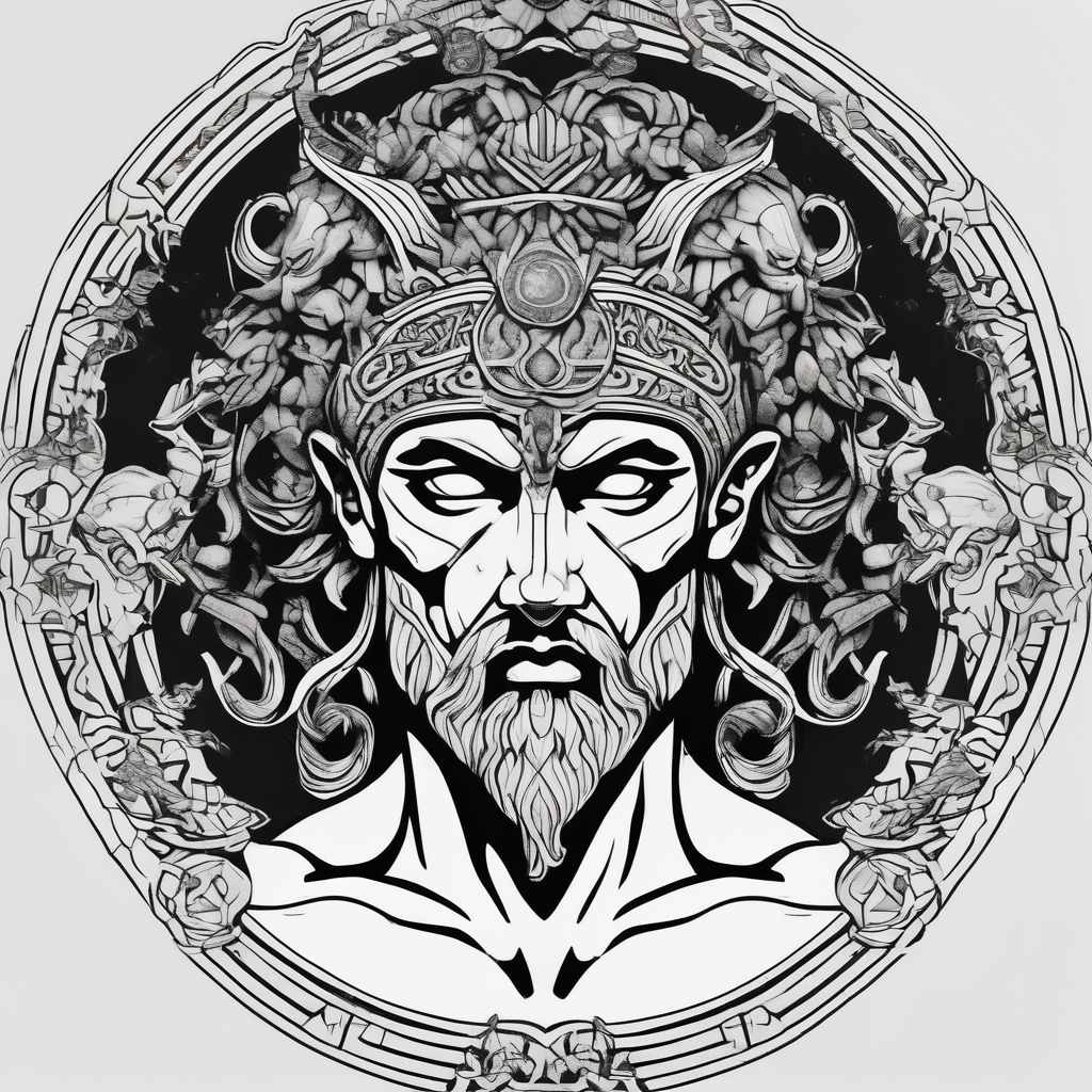 Greek or Roman mythology half sleeve men god outer-forearm-for-men(AIが生成したブラックワークスタイルのタトゥーデザイン)