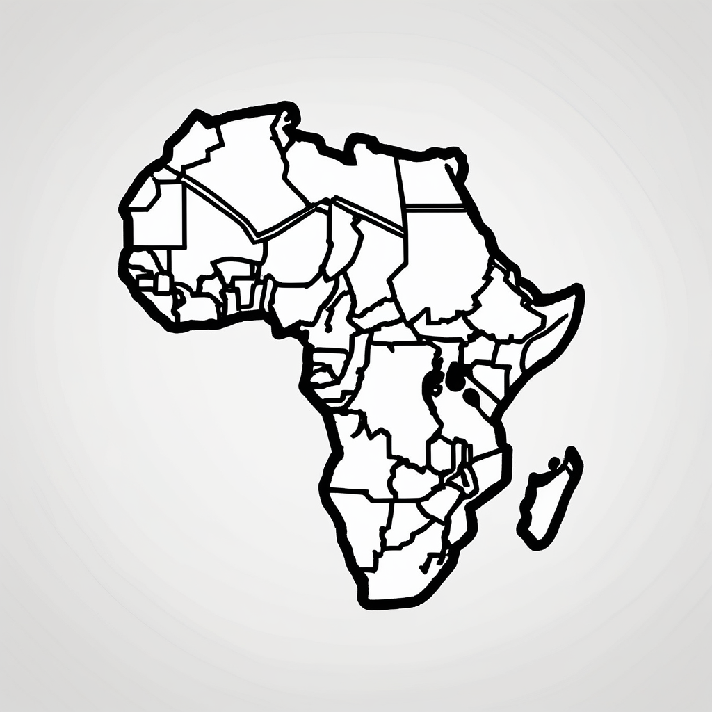 create a shoulder tattoo. I want a map of africa with south sudan outlined. ensure the country of south sudan is outlined by itself outlines, design de tatouage Minimaliste généré par IA
