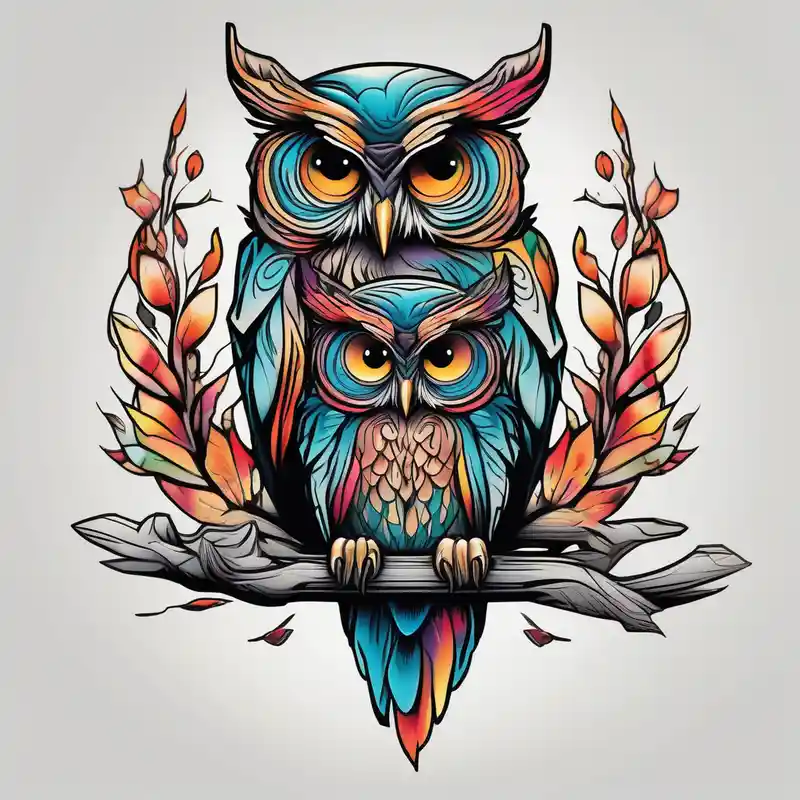 realistic style Diseños de Tatuajes de Búho en 2025 & Generar gratis about Mom and baby owl owl-meaning and Mom and baby owl owl-meaning