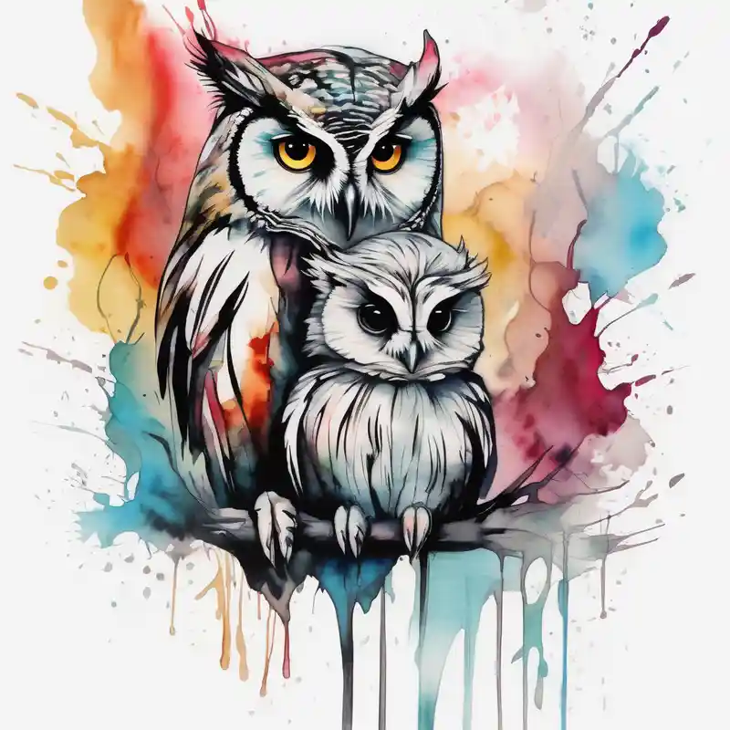 watercolor style Diseños de Tatuajes de Búho en 2025 & Generar gratis about Mom and baby owl owl-meaning and Mom and baby owl owl-meaning