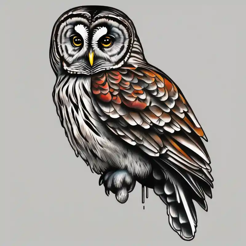 barred owl – リアリスティック, カラフル