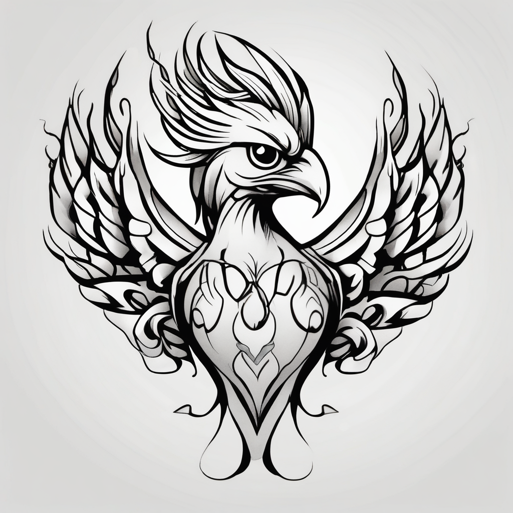 girly phoenix bird sternum tattoo phoenix-meaning, AI-generated Cartoon tattoo design