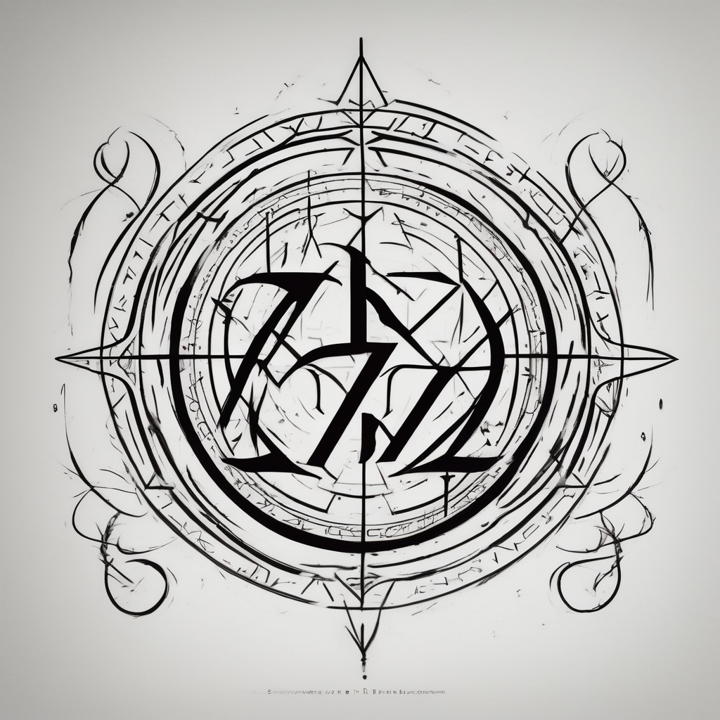 I want to get a tattoo with the letters corresponding to B and Z in the Enochian alphabet. I want the tattoo to mean something that protects me. phoenix-meaning, AI-generated Sketch tattoo design