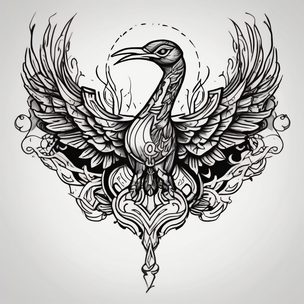 girly phoenix bird sternum tattoo phoenix-meaning, AI-generated Old School tattoo design