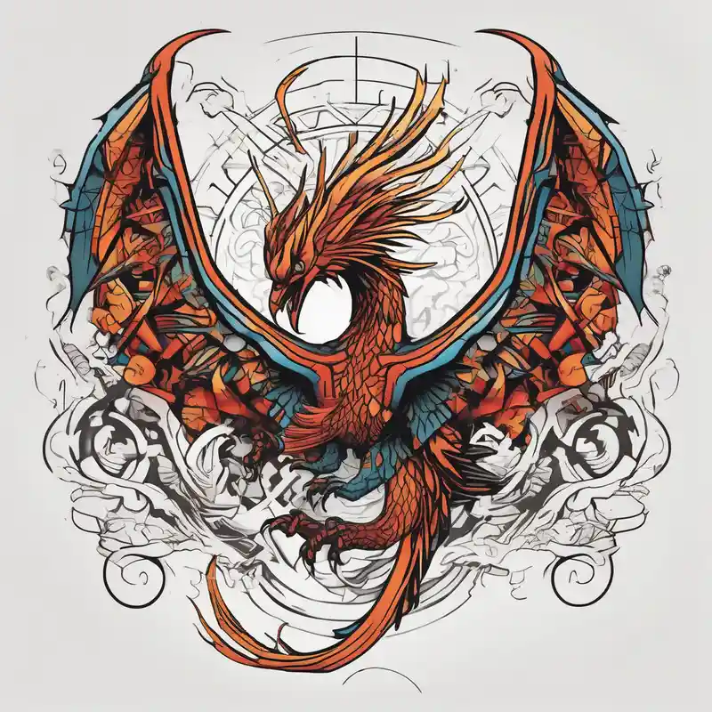phoenix fighting a dragon