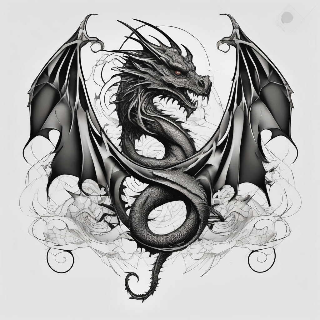 Dragon symbol meaning tattoo design phoenix-meaning, AI-generated Surreal tattoo design