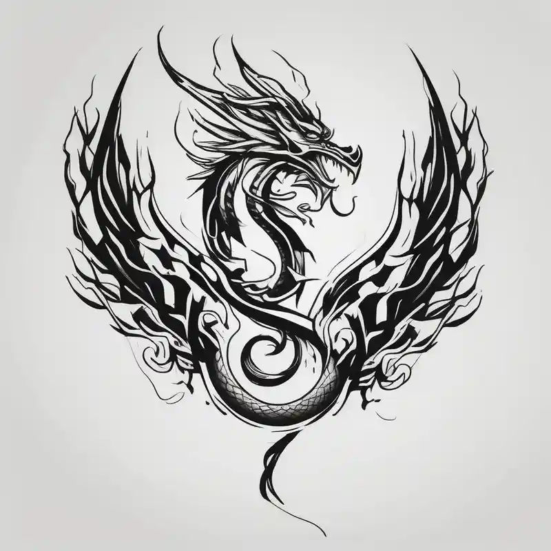 majestic dragon and phoenix tattoo