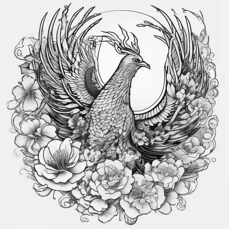 Phoenix with flowers but feminine not too realistic for side boob