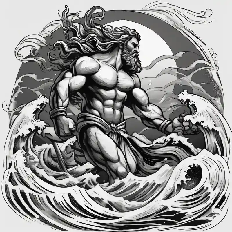 Poseidon with waves – Blanco y negro, Blanco y negro