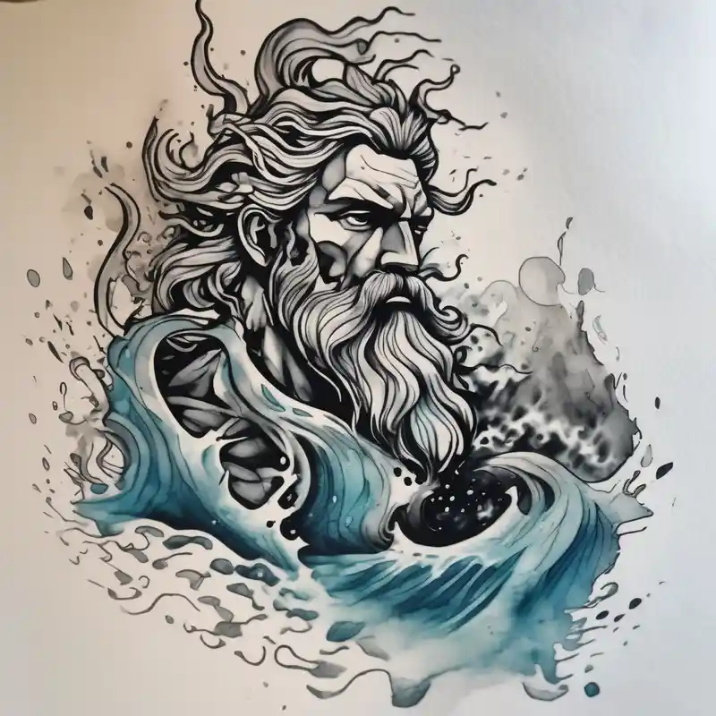 Poseidon with waves