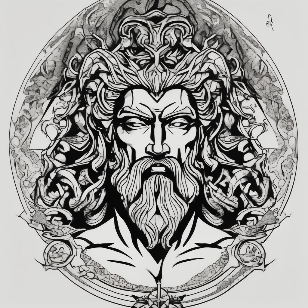 Poseidon, diseño de tatuaje Blackwork generado con IA