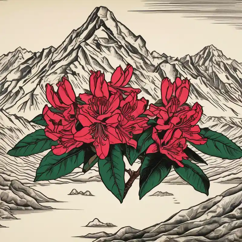 old school style 2025年のタトゥーラップタトゥーアイデア about wrap around entire wrist red and black rhododendron trippy with Himalayas behind red-ink and wrap around entire wrist red and black rhododendron trippy with Himalayas behind red-ink