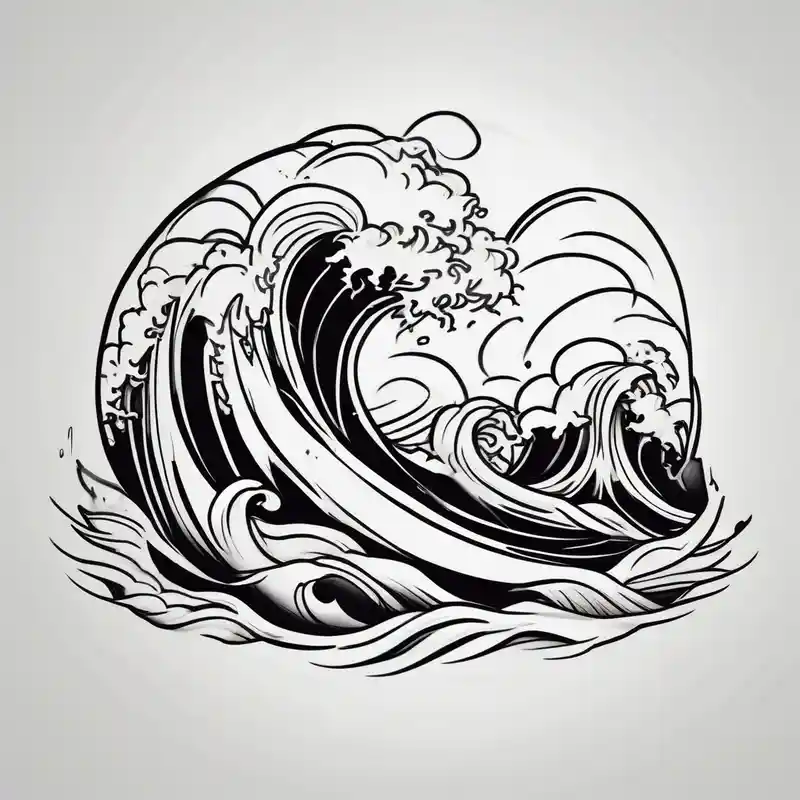 rib tattoo, stormy, waves and storm like