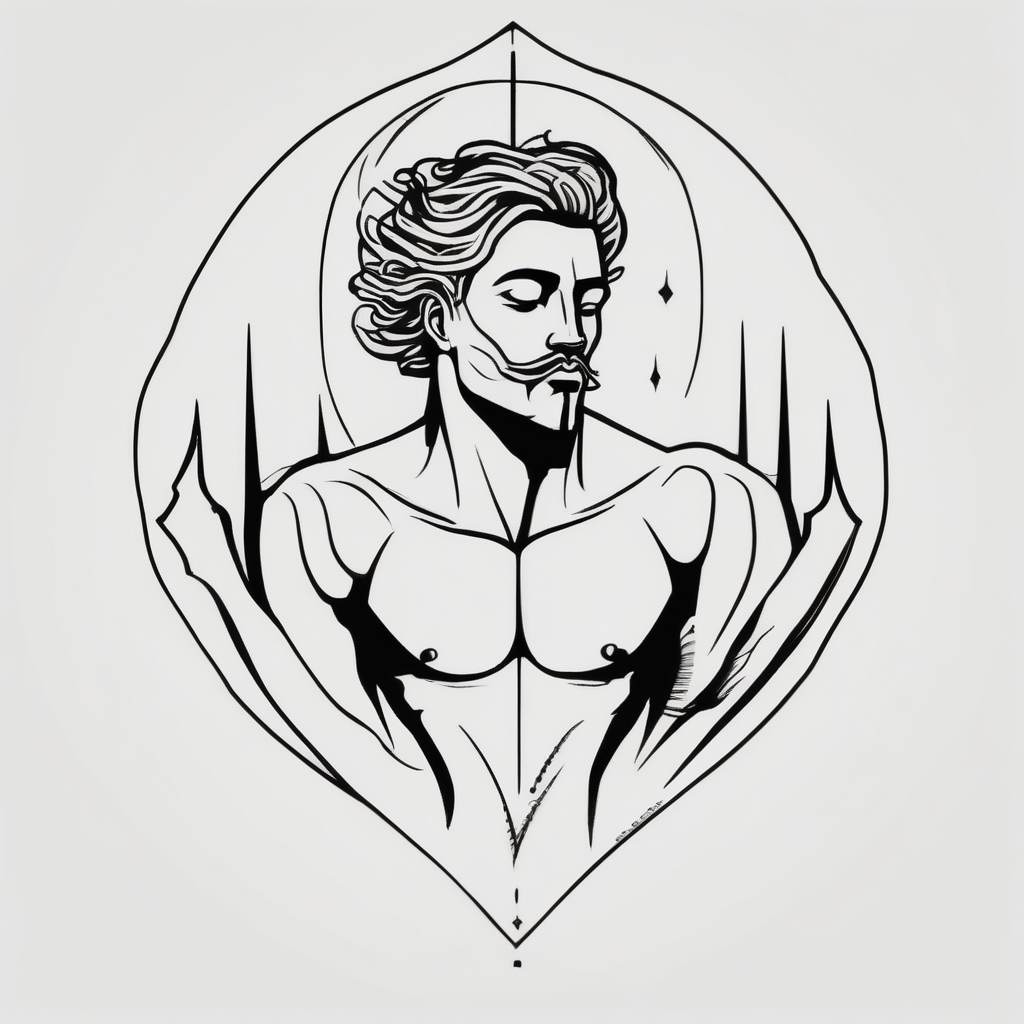 Diogo Cassiano Fernandes, male, Aquarius sign, 30 years old, son of God ribs-male(AIが生成したミニマルスタイルのタトゥーデザイン)