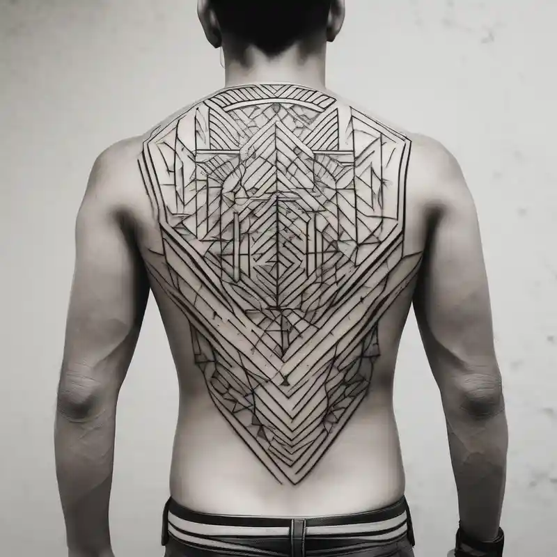 A simple tattoo that is placed on the upper back of a male. It should represent muay thai, discipline, pain and temple