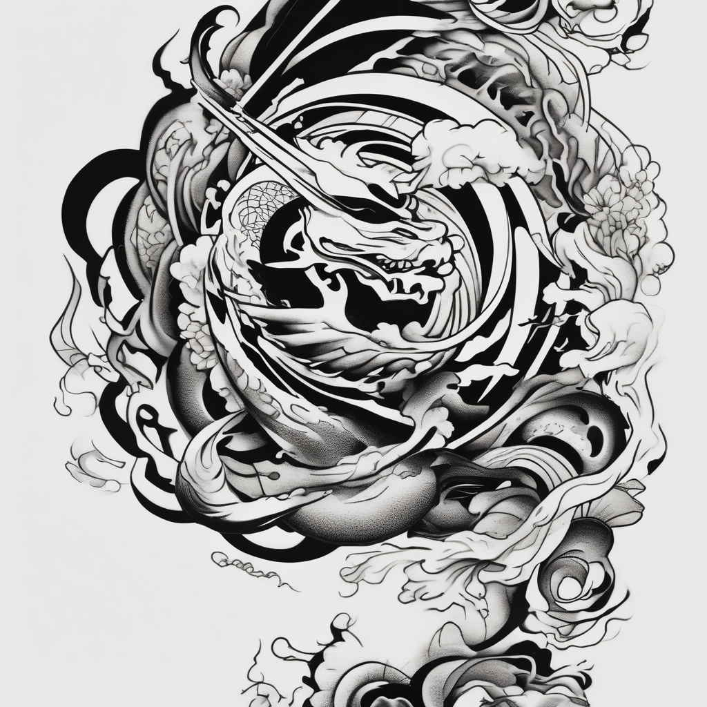 Body Rip wound mark tattoo design, AI-generated Japanese tattoo design