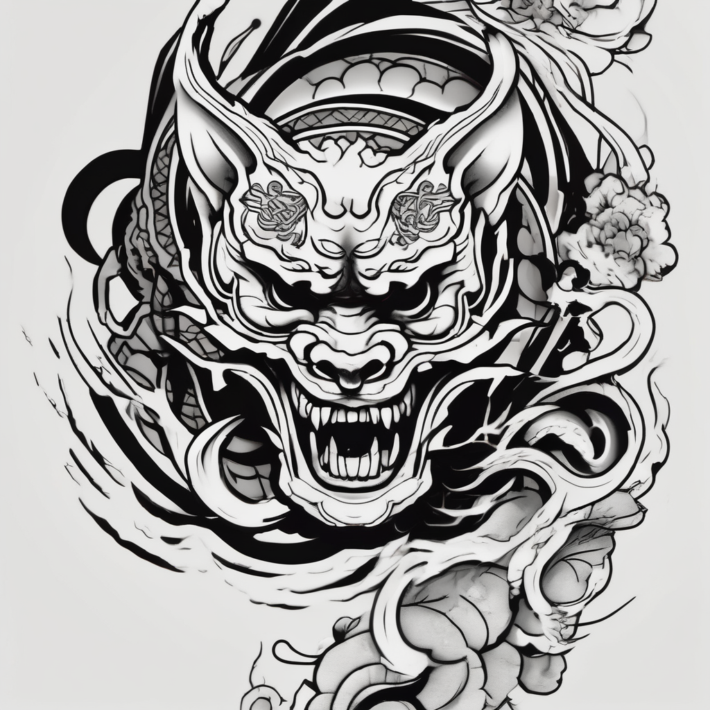 rip wound mark tattoo design, AI-generated Japanese tattoo design
