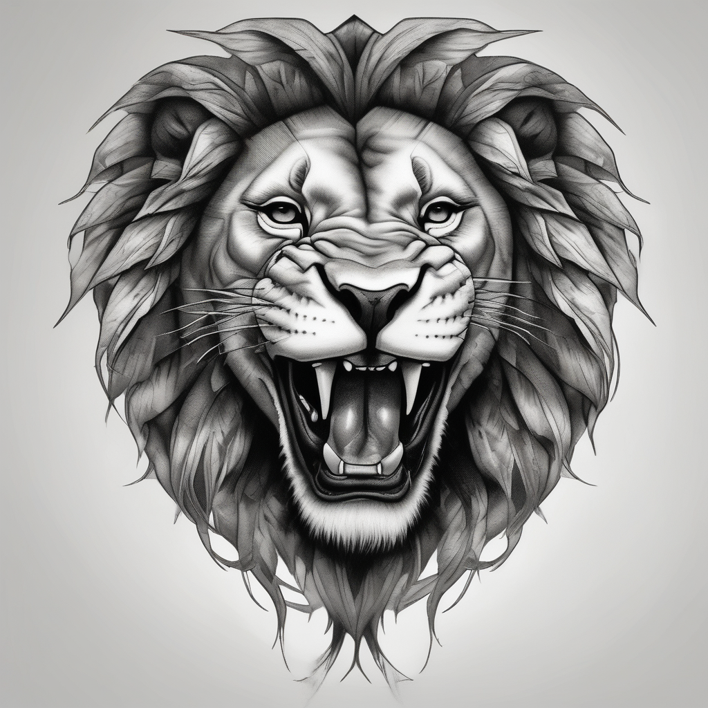 hari singh nalwa rips lion mouth, design de tatouage Réaliste généré par IA