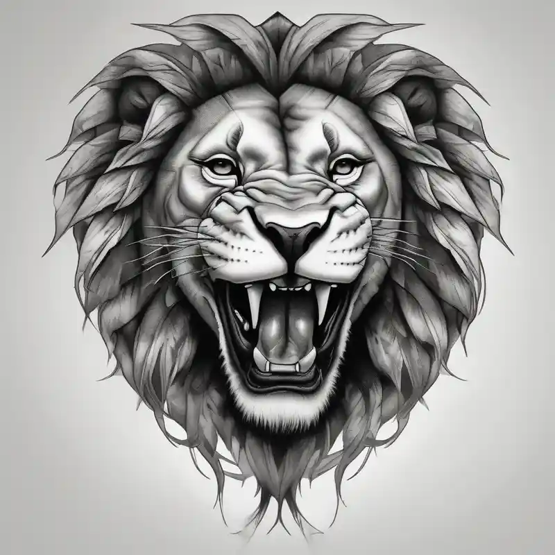 hari singh nalwa rips lion mouth – Réaliste, Noir et blanc