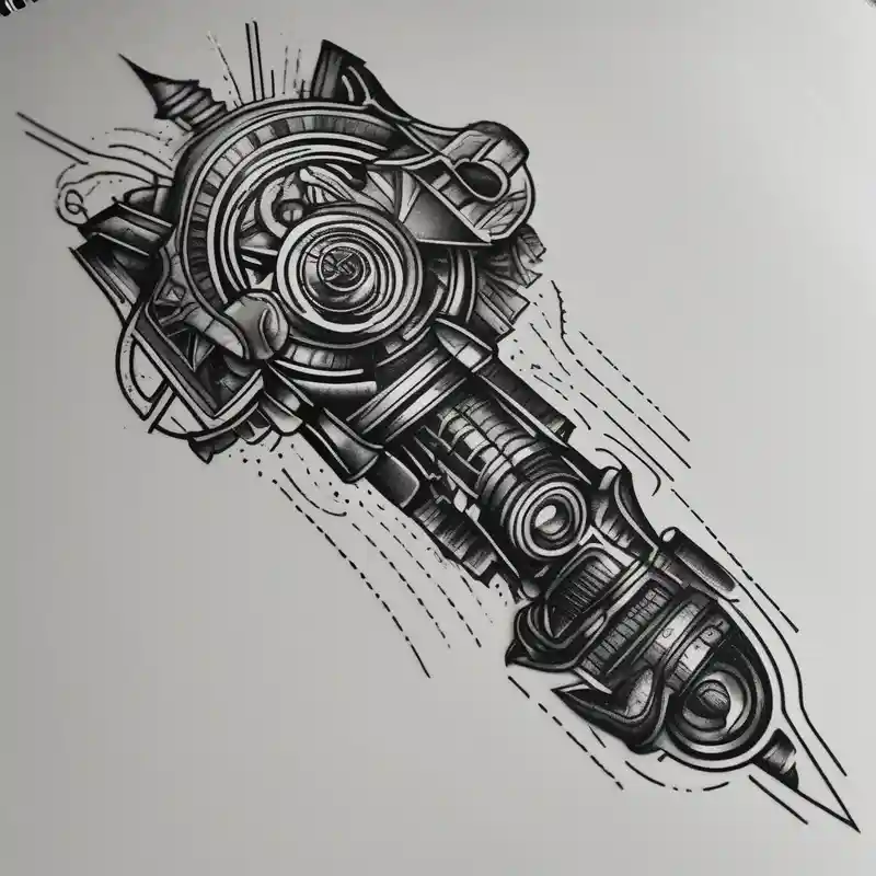 machine arm – Blackwork, Vibrant color