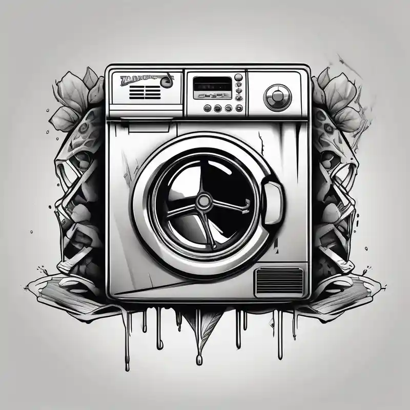 pinup laundry machine – Black and White, Black and white