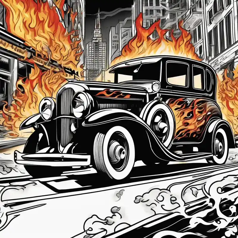 watercolor style Street Life Tattoo Ideas in 2025 & free generation about Al Capone style gangsters fighting with machine guns and set with a 1930s city street background