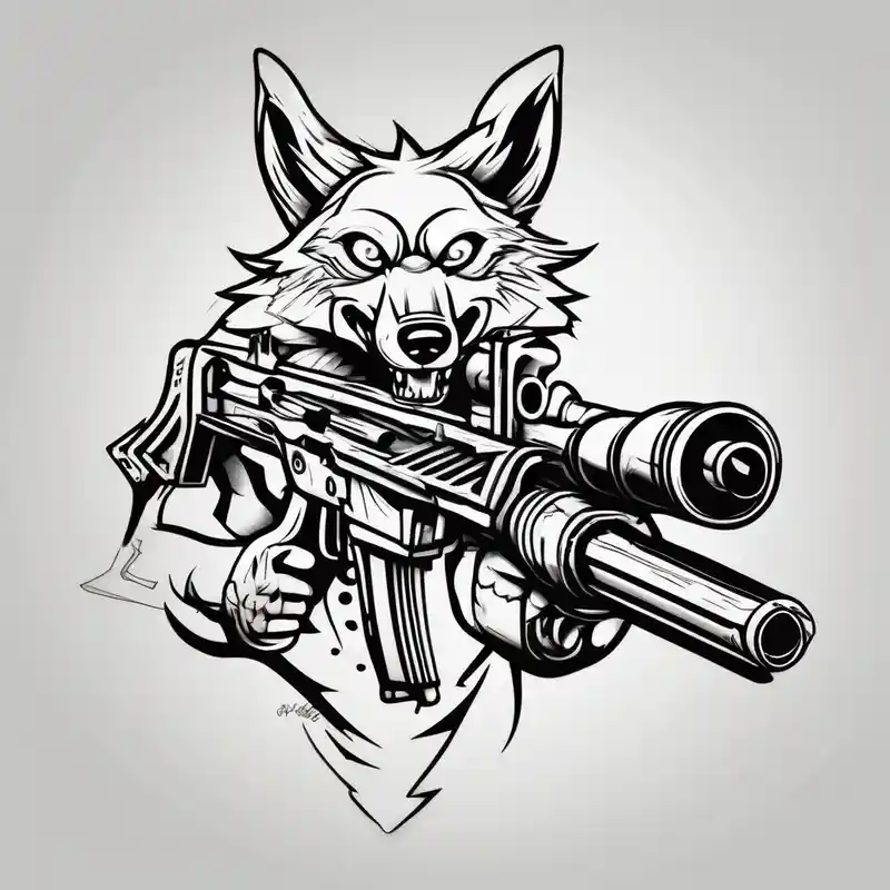 Wolf with machine gun