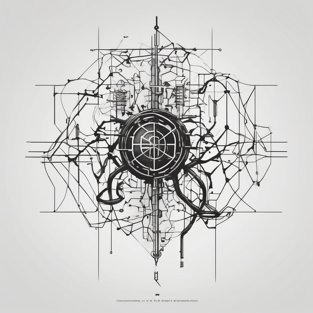 neural network machine learning rotary-machine, AI-generated Minimalist tattoo design